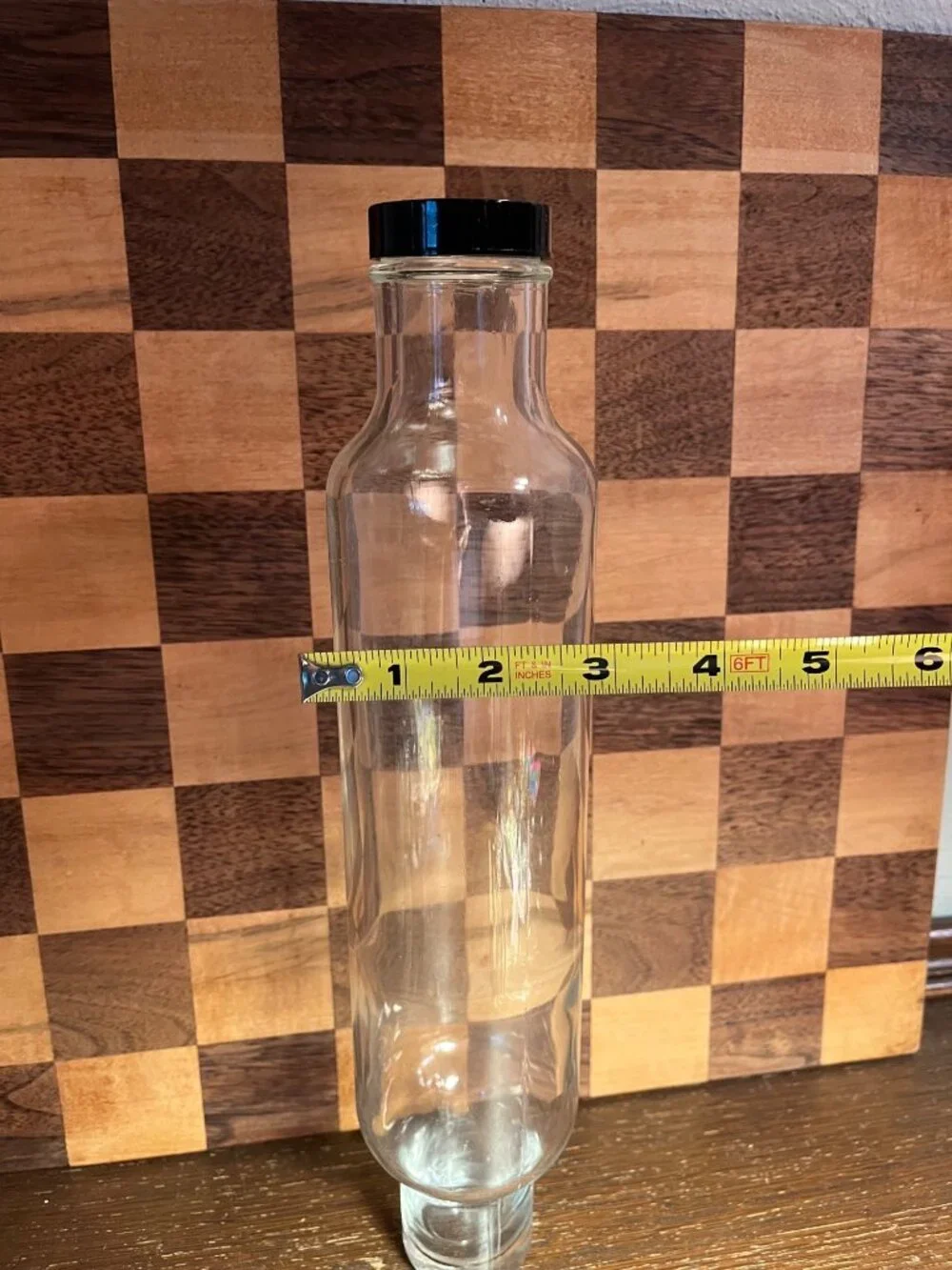 Vintage Clear Glass Ice Water Pastry Rolling Pin A864